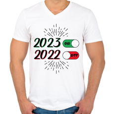 PRINTFASHION 2023 - ON - Férfi V-nyakú póló - Fehér