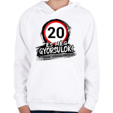 PRINTFASHION 20 és még gyorsulok - Gyerek kapucnis pulóver - Fehér