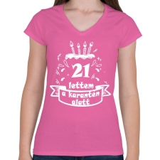 PRINTFASHION 21 lettem - Női V-nyakú póló - Rózsaszín női póló