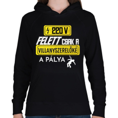 PRINTFASHION 220V Felett | Fehér - Női kapucnis pulóver - Fekete