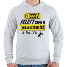 PRINTFASHION 220V FELETT | Fekete - Férfi kapucnis pulóver - Sport szürke