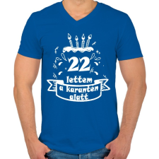 PRINTFASHION 22 lettem - Férfi V-nyakú póló - Királykék férfi póló