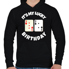 PRINTFASHION 32 POKER SZÜLINAP - Férfi kapucnis pulóver - Fekete