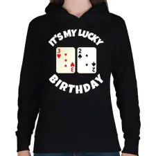 PRINTFASHION 32 POKER SZÜLINAP - Női kapucnis pulóver - Fekete női pulóver, kardigán