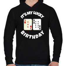 PRINTFASHION 38 POKER SZÜLINAP - Férfi kapucnis pulóver - Fekete férfi pulóver, kardigán