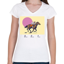 PRINTFASHION 3...2...1... lovaglás - Női V-nyakú póló - Fehér női póló