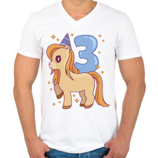 PRINTFASHION 3 éves unikornis - Férfi V-nyakú póló - Fehér férfi póló