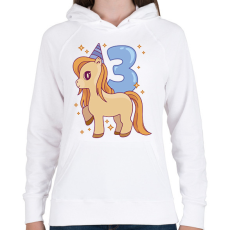 PRINTFASHION 3 éves unikornis - Női kapucnis pulóver - Fehér