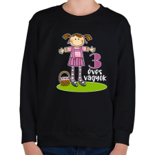 PRINTFASHION "3 éves vagyok" kislányoknak - Gyerek pulóver - Fekete gyerek pulóver, kardigán