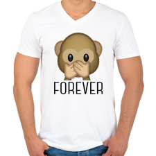 PRINTFASHION 3 majom - forever - Férfi V-nyakú póló - Fehér férfi póló
