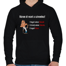 PRINTFASHION 3 út a szívemhez - Férfi kapucnis pulóver - Fekete férfi pulóver, kardigán