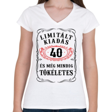PRINTFASHION 40 éves limitált kiadás - Női V-nyakú póló - Fehér