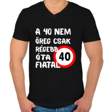 PRINTFASHION 40 éves F.  - Férfi V-nyakú póló - Fekete