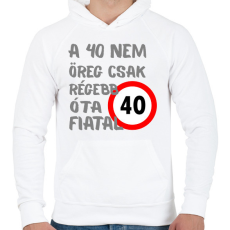 PRINTFASHION 40 éves Sz. - Férfi kapucnis pulóver - Fehér