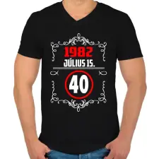 PRINTFASHION 40 szülinap dátummal - Férfi V-nyakú póló - Fekete férfi póló