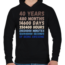 PRINTFASHION 40 Years - Férfi kapucnis pulóver - Fekete férfi pulóver, kardigán