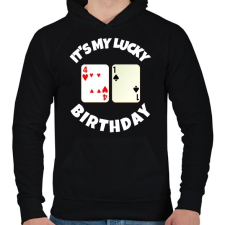 PRINTFASHION 41 POKER SZÜLINAP - Férfi kapucnis pulóver - Fekete férfi pulóver, kardigán