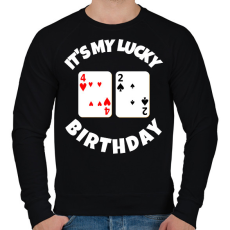 PRINTFASHION 42 POKER SZÜLINAP - Férfi pulóver - Fekete