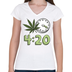 PRINTFASHION 4:20 Cannabis for men - Női V-nyakú póló - Fehér