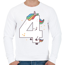 PRINTFASHION 4 éves unikornis - Férfi pulóver - Fehér férfi pulóver, kardigán