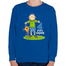 PRINTFASHION "4 éves vagyok" kisfiúknak - Gyerek pulóver - Királykék gyerek pulóver, kardigán