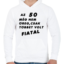 PRINTFASHION 50? Fiatal! - Férfi kapucnis pulóver - Fehér férfi pulóver, kardigán
