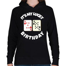 PRINTFASHION 50 POKER SZÜLINAP - Női kapucnis pulóver - Fekete