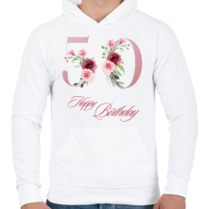 PRINTFASHION 50 szülinap betűs - Férfi kapucnis pulóver - Fehér