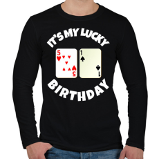 PRINTFASHION 51 POKER SZÜLINAP - Férfi hosszú ujjú póló - Fekete