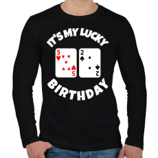 PRINTFASHION 52 POKER SZÜLINAP - Férfi hosszú ujjú póló - Fekete