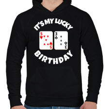 PRINTFASHION 53 POKER SZÜLINAP - Férfi kapucnis pulóver - Fekete férfi pulóver, kardigán