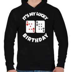 PRINTFASHION 56 POKER SZÜLINAP - Férfi kapucnis pulóver - Fekete