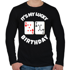 PRINTFASHION 57 POKER SZÜLINAP - Férfi hosszú ujjú póló - Fekete