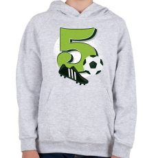 PRINTFASHION 5 éves focista - Gyerek kapucnis pulóver - Sport szürke