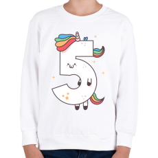 PRINTFASHION 5 éves unikornis - Gyerek pulóver - Fehér