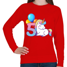 PRINTFASHION 5 éves Unikornis hercegnőknek! - Női pulóver - Piros