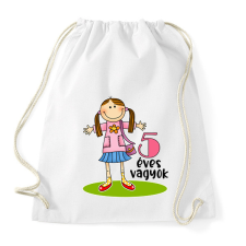 PRINTFASHION "5 éves vagyok" kislányoknak - Sportzsák, Tornazsák - Fehér tornazsák