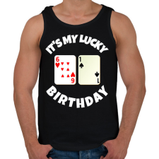 PRINTFASHION 61 POKER SZÜLINAP - Férfi atléta - Fekete atléta, trikó