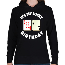 PRINTFASHION 61 POKER SZÜLINAP - Női kapucnis pulóver - Fekete női pulóver, kardigán