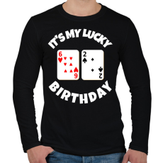 PRINTFASHION 62 POKER SZÜLINAP - Férfi hosszú ujjú póló - Fekete