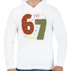 PRINTFASHION 67 six seven 3 - Férfi kapucnis pulóver - Fehér