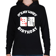 PRINTFASHION 68 POKER SZÜLINAP - Női kapucnis pulóver - Fekete női pulóver, kardigán