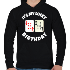 PRINTFASHION 69 POKER SZÜLINAP - Férfi kapucnis pulóver - Fekete férfi pulóver, kardigán
