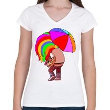 PRINTFASHION 6ix9ine Tekashi - Női V-nyakú póló - Fehér női póló