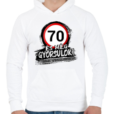 PRINTFASHION 70 és még gyorsulok - Férfi kapucnis pulóver - Fehér férfi pulóver, kardigán