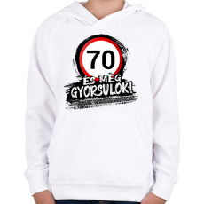 PRINTFASHION 70 és még gyorsulok - Gyerek kapucnis pulóver - Fehér