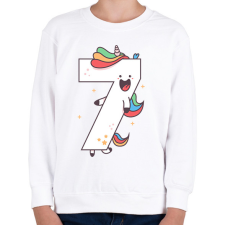 PRINTFASHION 7 éves unikornis - Gyerek pulóver - Fehér gyerek pulóver, kardigán