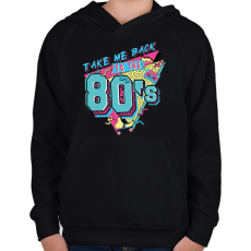 PRINTFASHION 80-as évek - Gyerek kapucnis pulóver - Fekete