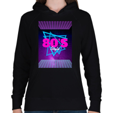 PRINTFASHION 80-as évek - Női kapucnis pulóver - Fekete női pulóver, kardigán