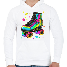 PRINTFASHION 80-as évek retro görkorcsolya neon - Férfi kapucnis pulóver - Fehér